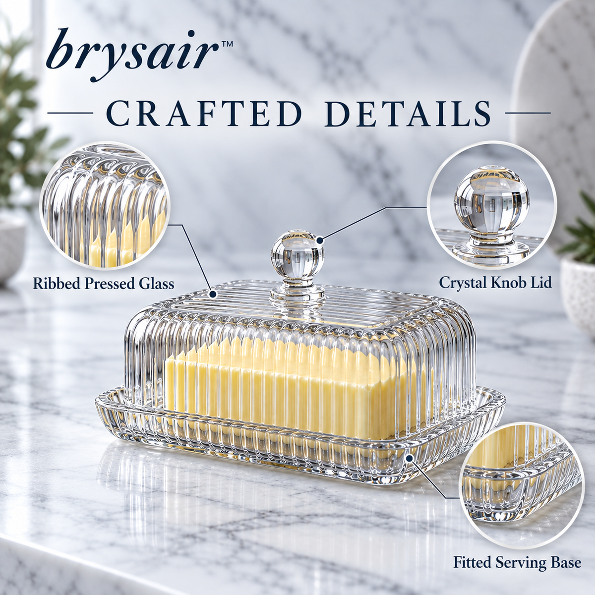𝒃𝒓𝒚𝒔𝒂𝒊𝒓™ Verre Ribbed Butter Dish